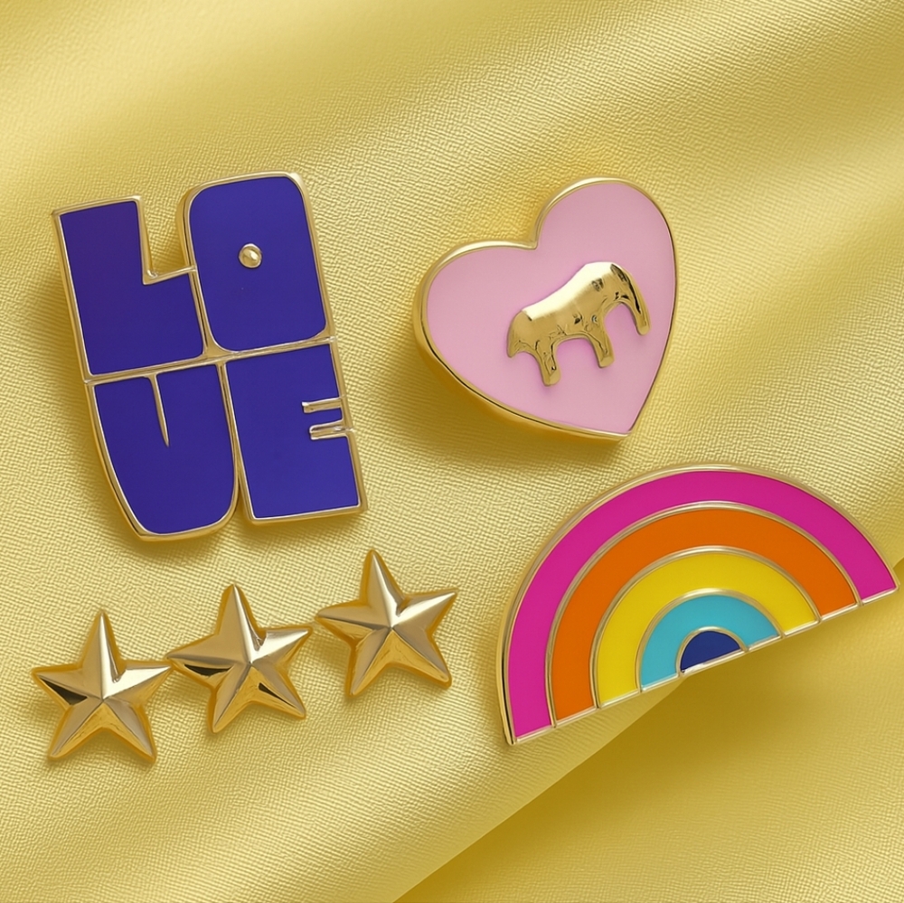 Vibrant Enamel Pin Set – Unicorn Heart, Rainbow, Stars & LOVE Brooches Jewelry